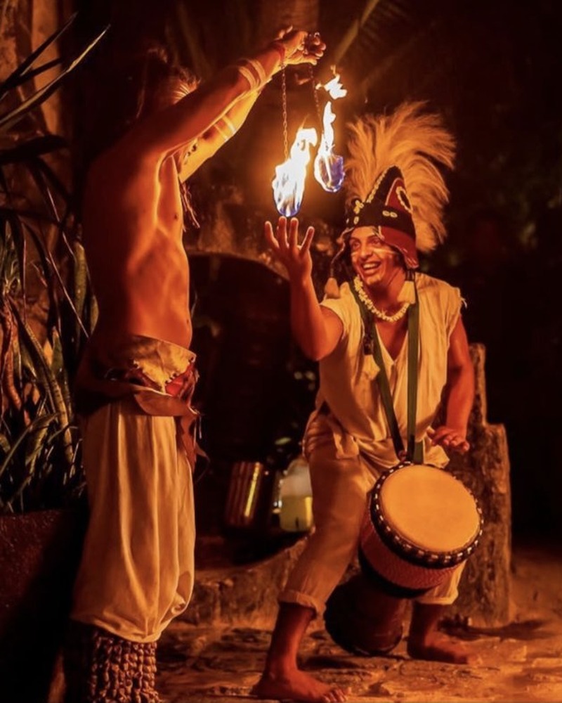 Mayan fire and drum troupe